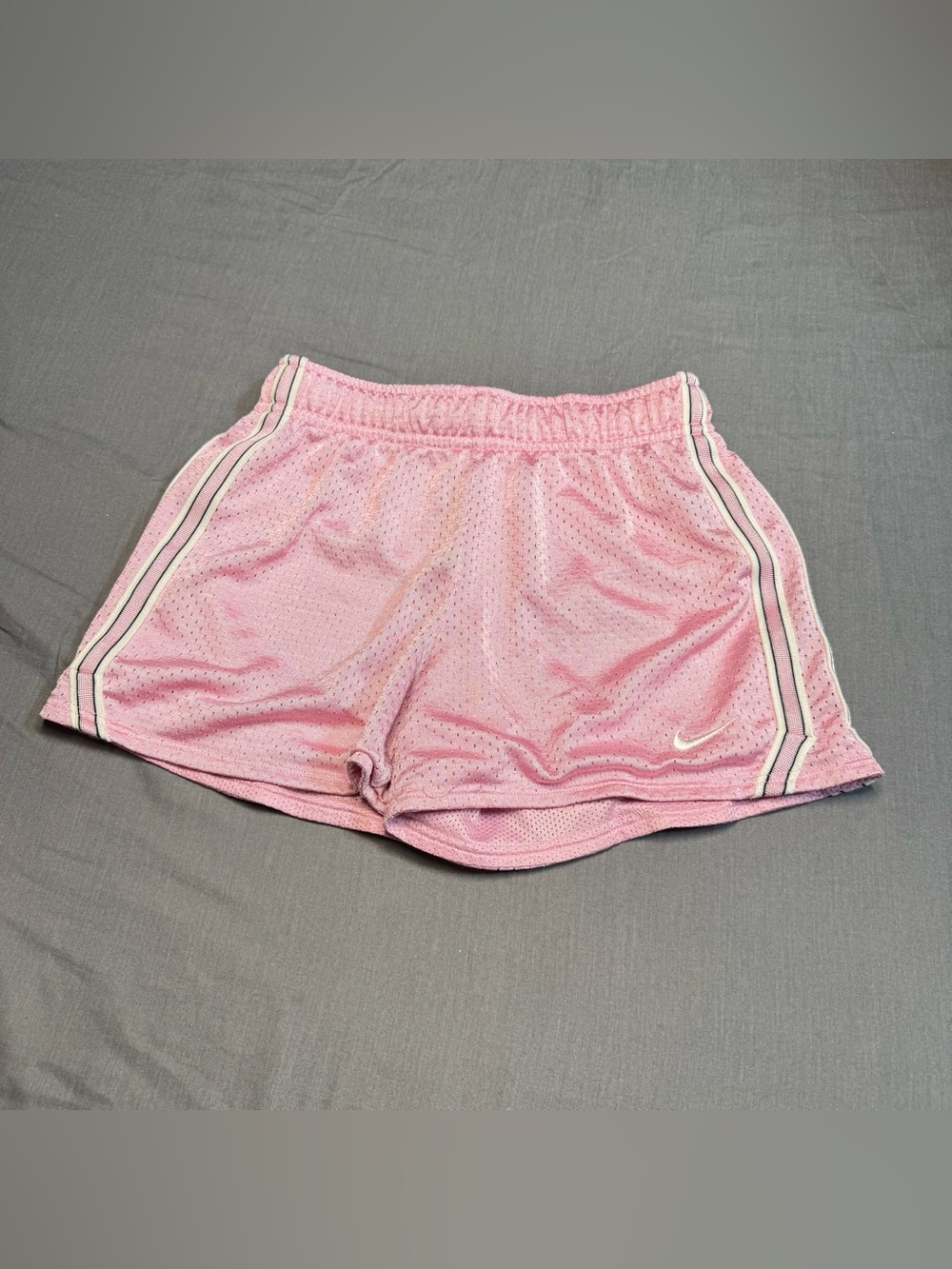 Nike Light Pink Mesh Athletic Shorts with Side Stripes
